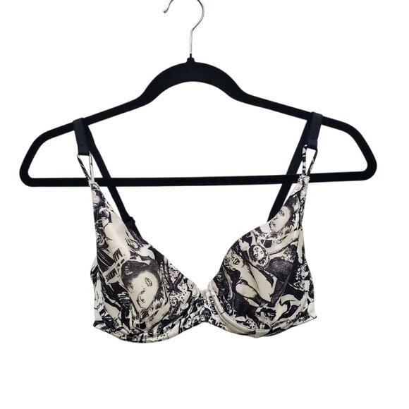 Marilyn Monroe by Warner's 1811 Vintage Portrait Print Underwire Bra‎ Size 36C - Picture 1 of 7